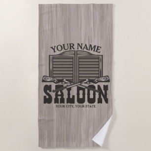 Personalised Western Rifle Guns Old Saloon Bar Beach Towel