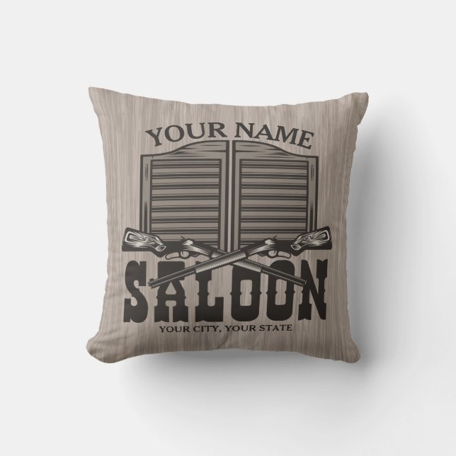 Personalised Western Rifle Guns Old Saloon Bar  Cushion (Front)