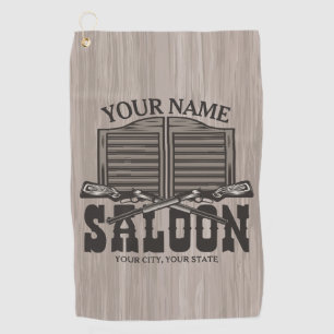 Personalised Western Rifle Guns Old Saloon Bar Golf Towel