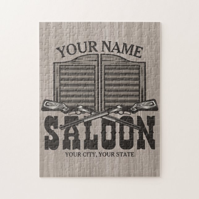 Personalised Western Rifle Guns Old Saloon Bar  Jigsaw Puzzle (Vertical)