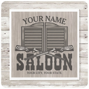 Personalised Western Rifle Guns Old Saloon Bar Napkin