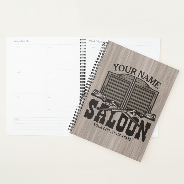 Personalised Western Rifle Guns Old Saloon Bar  Planner (Display)