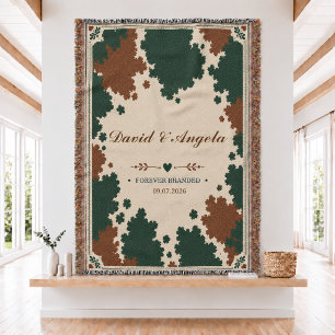 Personalised Western Wedding Woven Throw Blanket