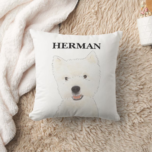 Personalised Westie West Highland Terrier Cushion (Blanket)