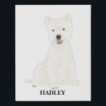 Personalised Westie West Highland Terrier Faux Canvas Print<br><div class="desc">I am in love with this beautifully detailed watercolor illustration of a smiling westie or west highland terrier! Personalise these canvas art prints with your name or monogram and even and change the background colour to compliment your decor! Shop the rest of my collection for the sweetest housewarming, bridal shower,...</div>