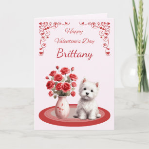 Personalised Westie with Roses Valentine's Card