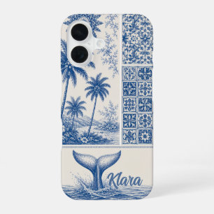 Personalised Whale Tail Tropical iPhone 16 Case