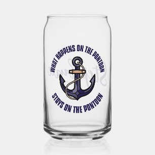 Personalised What Happens on the Pontoon Funny Can Glass