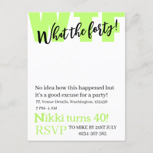 Personalised What the forty 40th funny birthday In Postcard