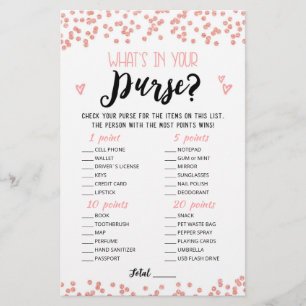 Personalised What's in your purse Hen Party game