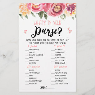 Personalised What's in your purse Hen Party game