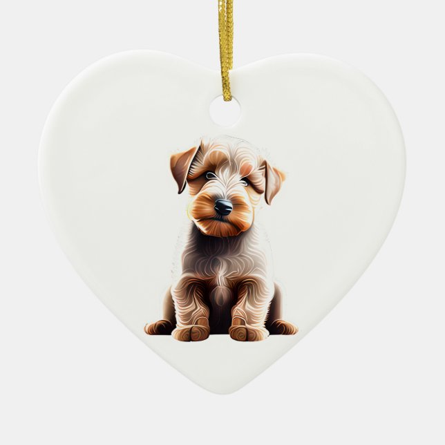 Personalised Wheaten Terrier Puppy Ceramic Ornament (Front)