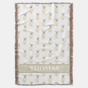 Personalised Wheaten Terrier Tan & White Throw Blanket