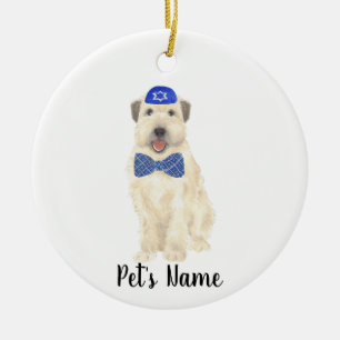 Personalised Wheaten Terrier Yarmulke and Tie  Ceramic Ornament