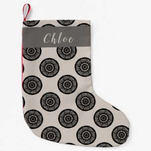 Personalised Wheel Pattern Mocha Brown  Small Christmas Stocking