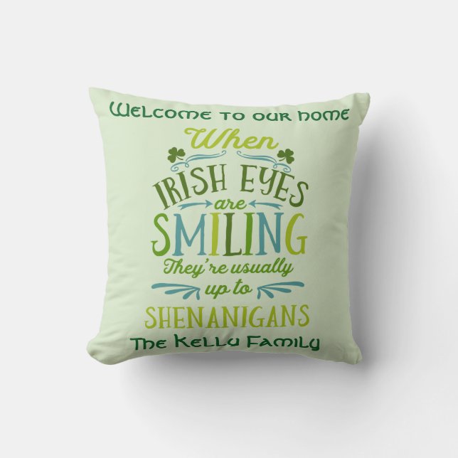 Personalised When Irish Eyes Are Smiling Cushion (Front)