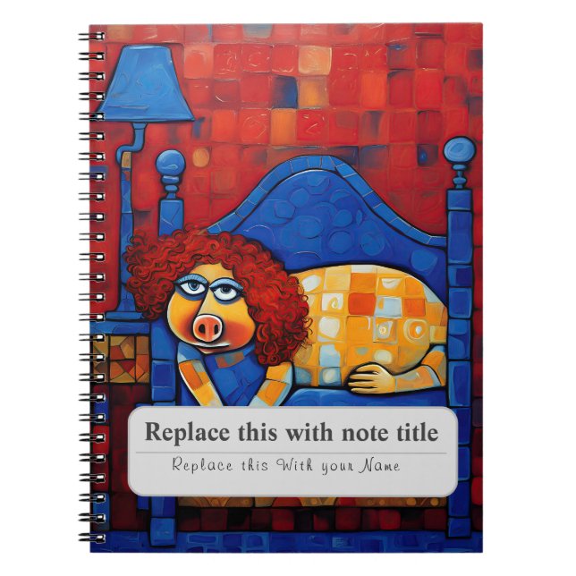 Personalised Whimsical Animals - Cute Piggy Notebook (Front)