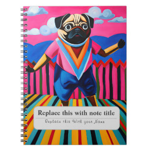 Personalised Whimsical Animals - Cute Pug Notebook