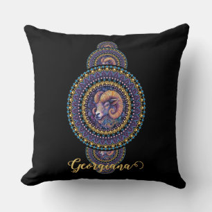 Personalised Whimsical Aries Ornamental Mandala Cushion