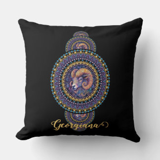 Personalised Whimsical Aries Ornamental Mandala Cushion