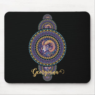 Personalised Whimsical Aries Ornamental Mandala Mouse Pad