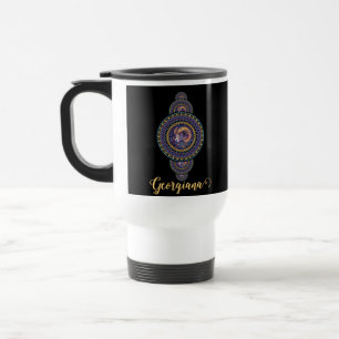 Personalised Whimsical Aries Ornamental Mandala Travel Mug