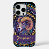 Personalised Whimsical Aries Zodiac Dot Mandala