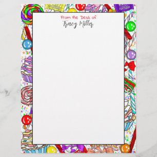 Personalised Whimsical Candy and Cupcakes   Custom Letterhead
