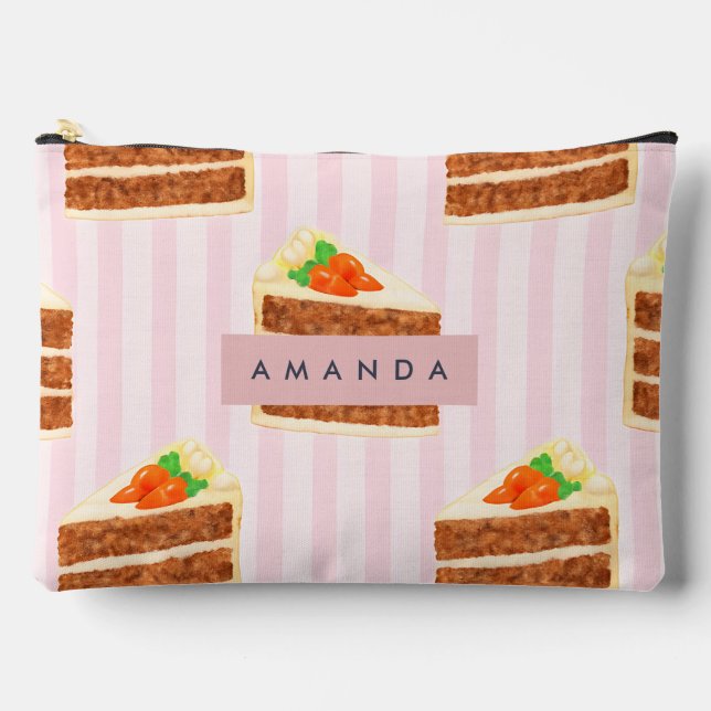 Personalised Whimsical Carrot Cake Pattern Accessory Pouch (Front)