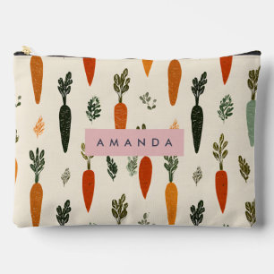 Personalised Whimsical Carrot Patch Rustic Accessory Pouch