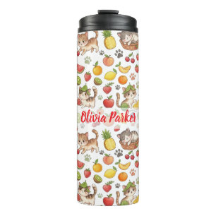 Personalised Whimsical Cats & Summer Fruit Thermal Tumbler