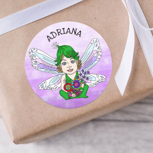 Personalised Whimsical Fairy Name   Classic Round Sticker