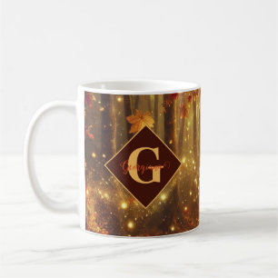 Personalised Whimsical Golden Autumnal Woodland Coffee Mug