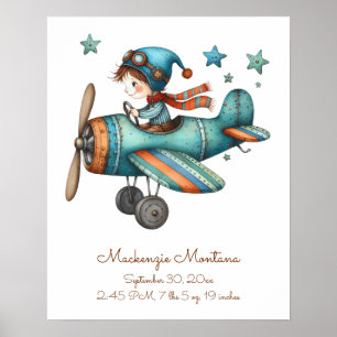 Personalised Whimsical Illustration for Baby Poster