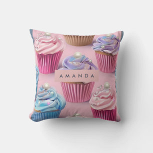 Personalised Whimsical Pastel Cupcake Dreams Cushion