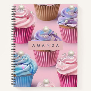 Personalised Whimsical Pastel Cupcake Dreams Notebook
