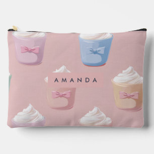 Personalised Whimsical Pastel Cupcake Pattern Accessory Pouch