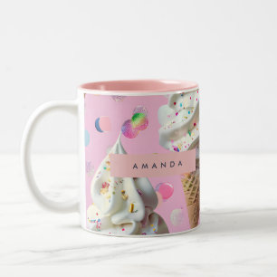 Personalised Whimsical Pastel Ice Cream Dream Two-Tone Coffee Mug