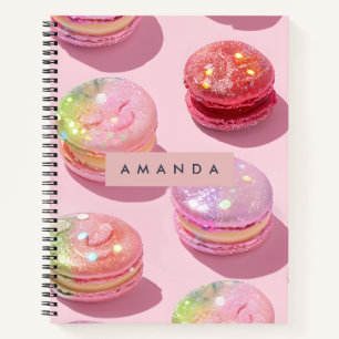 Personalised Whimsical Pastel Macaron Sparkle Notebook