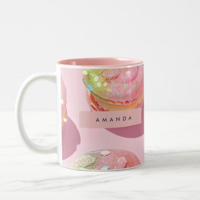 Personalised Whimsical Pastel Macaron Sparkle Two-Tone Coffee Mug (Left)