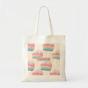 Personalised Whimsical Rainbow Cake Pattern Tote Bag