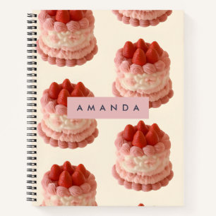 Personalised Whimsical Strawberry Cake Pattern Notebook