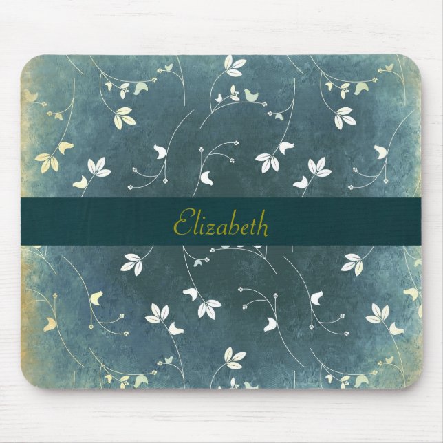 Personalised Whimsical Vintage Bird Pattern Mouse Pad (Front)