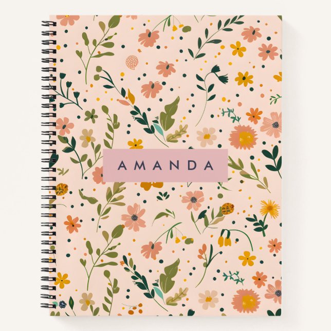 Personalised Whimsical Wildflower Meadow Notebook (Front)
