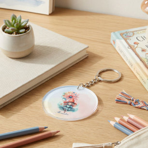 Personalised Whimsical Witch Fairy Tale Charm Key Ring