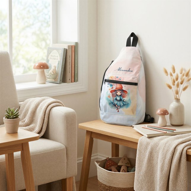 Personalised Whimsical Witch Sling Adventure Bag (Creator Uploaded)
