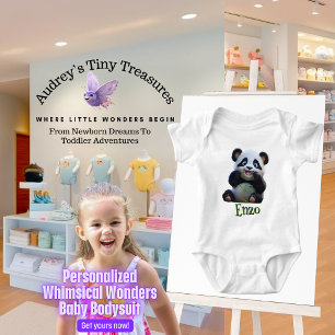 Personalised Whimsical Wonders Baby Panda Bodysuit