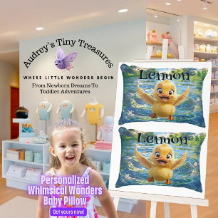 Personalised Whimsical Wonders Duck Baby Pillow