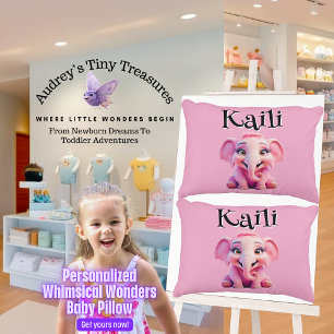 Personalised Whimsical Wonders Elephant Pillow