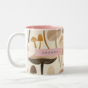 Personalised Whimsical Woodland Mushroom Two-Tone Coffee Mug